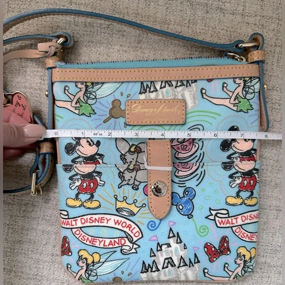 Dooney & Bourke Disney Sketch Mickey Mouse Crossbody Bag - Blue & Tan excellent - Picture 11 of 12
